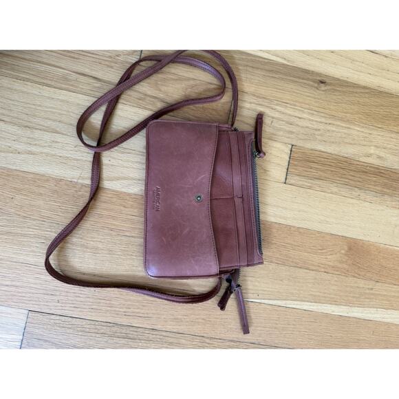 American Leather Co Womens Austin Crossbody Purse With Wallet Brandy Smooth New - Picture 9 of 10